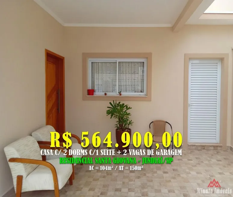 Foto 1 de Casa com 2 Quartos à venda, 104m² em Residencial Santa Giovana, Jundiaí