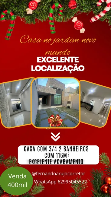 Foto 1 de Casa com 3 Quartos à venda, 116m² em Jardim Novo Mundo, Goiânia