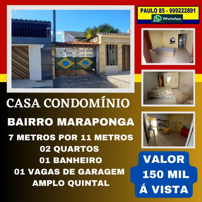 Foto 1 de Casa com 2 Quartos à venda, 65m² em Maraponga, Fortaleza