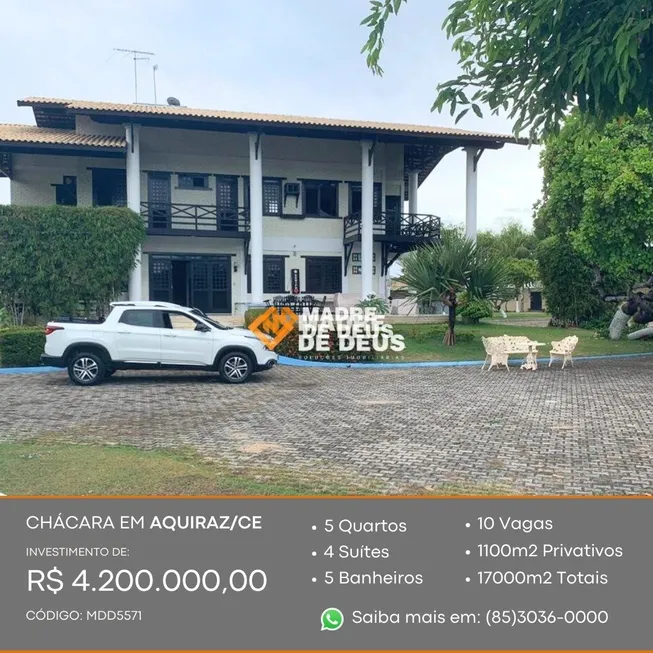 Foto 1 de Fazenda/Sítio com 5 Quartos à venda, 1100m² em Catú, Aquiraz