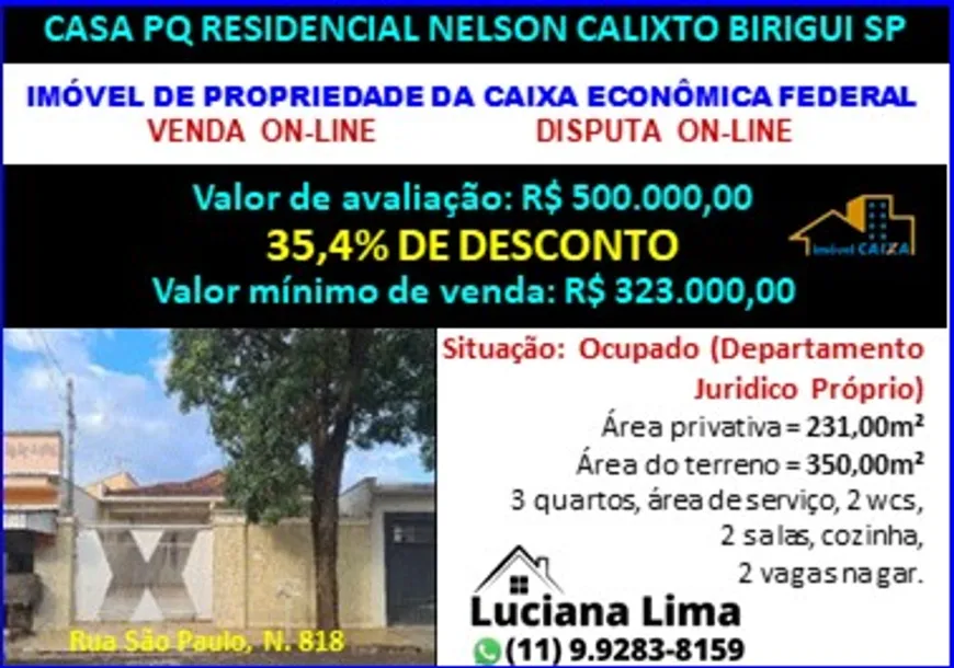 Foto 1 de Casa com 3 Quartos à venda, 231m² em Parque Residencial Nelson Calixto, Birigui