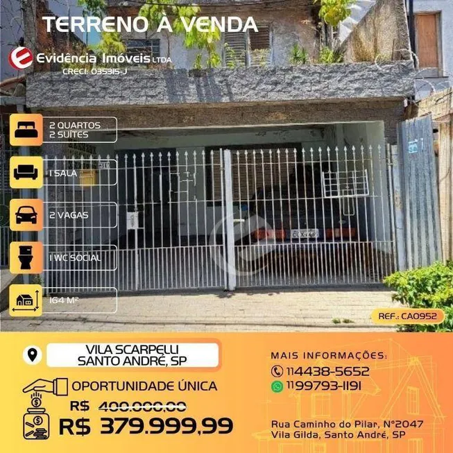 Foto 1 de Casa com 4 Quartos à venda, 164m² em Vila Scarpelli, Santo André