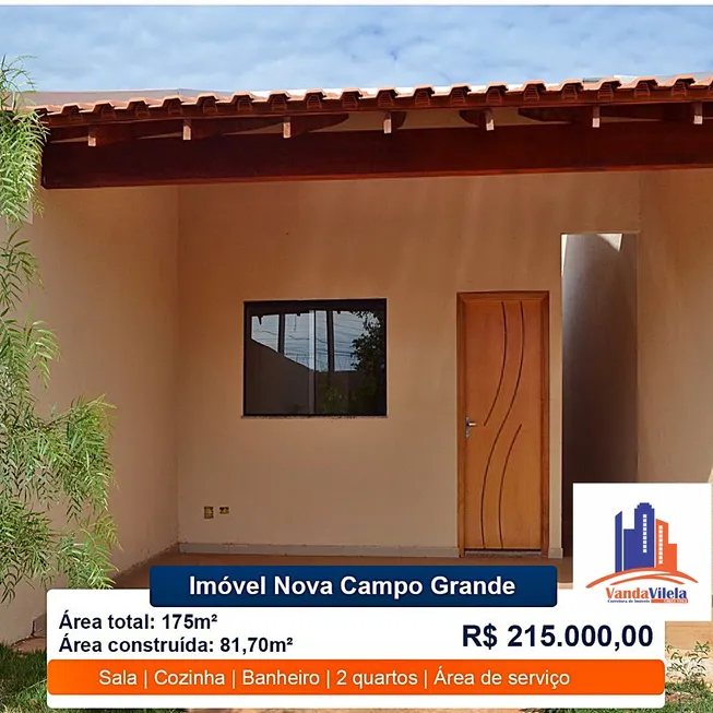 Foto 1 de Casa com 2 Quartos à venda, 81m² em Vila Nova Campo Grande, Campo Grande