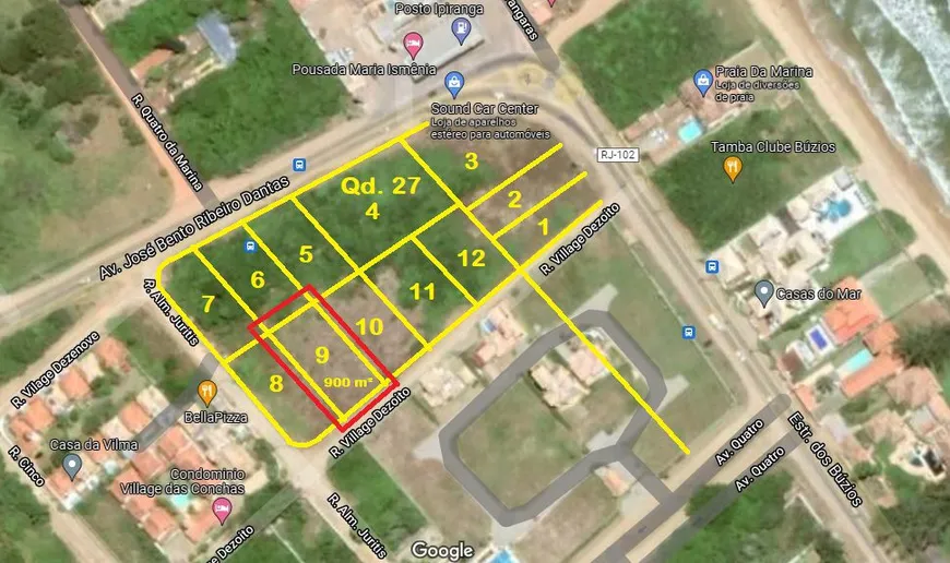 Foto 1 de Lote/Terreno à venda, 900m² em Baia Formosa, Armação dos Búzios