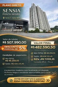 Apartamento com 2 Quartos à venda, 63m² no Ponta Negra, Manaus