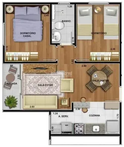 Apartamento com 2 Quartos à venda, 51m² no Paraíso, Londrina