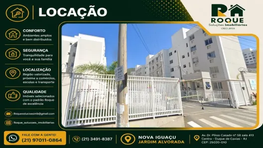 Apartamento com 3 Quartos para alugar, 70m² no Jardim Alvorada, Nova Iguaçu