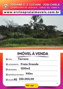 Lote/Terreno à venda, 1250m² no Praia do Ervino, São Francisco do Sul