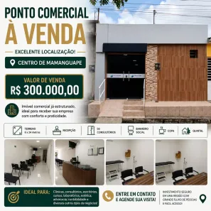 Ponto Comercial à venda, 80m² no Centro, Mamanguape