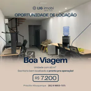 Sala Comercial com 2 Quartos para alugar, 60m² no Boa Viagem, Recife