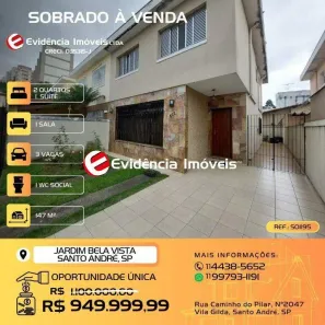 Sobrado com 3 Quartos à venda, 147m² no Jardim Bela Vista, Santo André