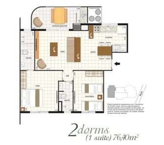 Apartamento com 2 Quartos à venda, 76m² no Vila Alzira, Guarujá