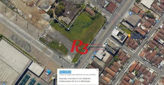 Lote/Terreno à venda, 9613m² no Areia Branca, Santos