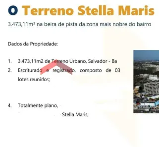 Lote/Terreno à venda, 3473m² no Stella Maris, Salvador