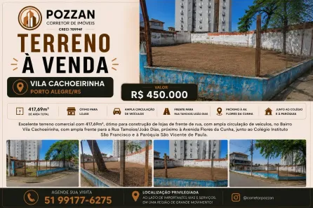 Lote/Terreno à venda, 417m² no Vila Cachoeirinha, Cachoeirinha