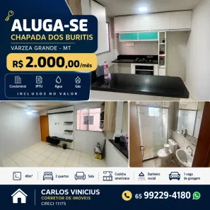 Apartamento com 2 Quartos para alugar, 40m² no Ponte Nova, Várzea Grande