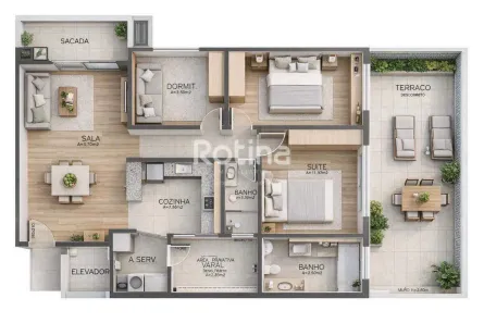 Apartamento com 3 Quartos à venda, 118m² no Santa Mônica, Uberlândia
