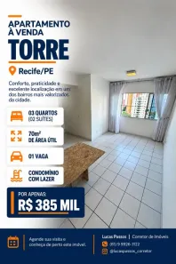 Apartamento com 3 Quartos à venda, 70m² no Torre, Recife