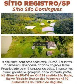 Fazenda/Sítio com 3 Quartos à venda, 90000000m² no Jardim Valeri, Registro