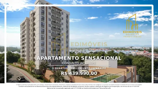 Apartamento com 3 Quartos à venda, 92m² no Conjunto Jacaraípe, Serra