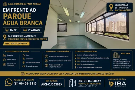 Sala Comercial para alugar, 87m² no Água Branca, São Paulo