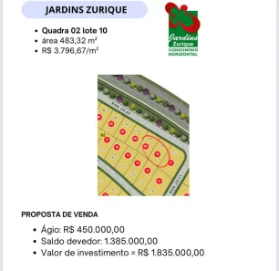 Lote/Terreno à venda, 483m² no Jardins Zurique, Goiânia