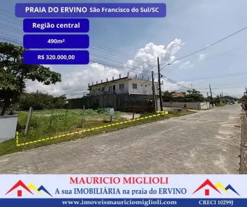 Lote/Terreno à venda, 490m² no Praia do Ervino, São Francisco do Sul