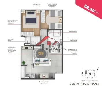 Apartamento com 2 Quartos à venda, 58m² no Baeta Neves, São Bernardo do Campo