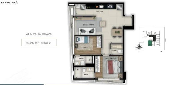 Apartamento com 2 Quartos à venda, 70m² no Setor Bueno, Goiânia