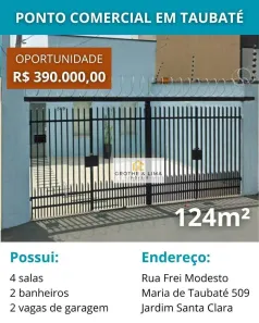 Ponto Comercial à venda, 124m² no Jardim Santa Clara, Taubaté