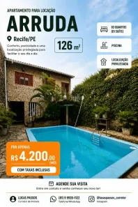 Apartamento com 3 Quartos para alugar, 126m² no Arruda, Recife