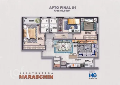 Apartamento com 3 Quartos à venda, 86m² no Jardim Botânico, Porto Alegre