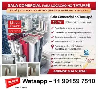 Sala Comercial para alugar, 33m² no Vila Gomes Cardim, São Paulo