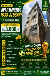 Apartamento com 2 Quartos para alugar, 70m² no São Brás, Belém