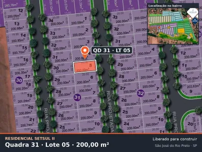 Lote/Terreno à venda, 200m² no Residencial Setsul II, São José do Rio Preto