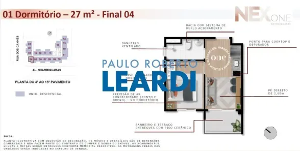 Apartamento com 1 Quarto à venda, 28m² no Indianópolis, São Paulo