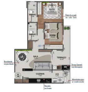 Apartamento com 2 Quartos à venda, 81m² no Guilhermina, Praia Grande