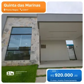 Casa de Condomínio com 3 Quartos à venda, 118m² no Ponta Negra, Manaus