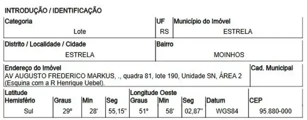 Lote/Terreno à venda, 786m² no , Estrela