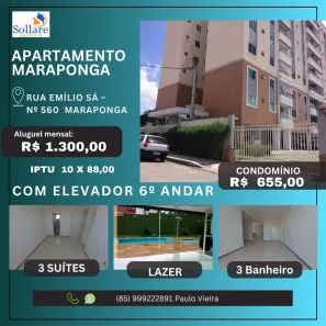 Apartamento com 3 Quartos para alugar, 74m² no Jardim Cearense, Fortaleza