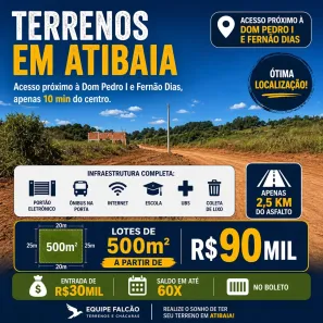 Lote/Terreno à venda, 500m² no Usina, Atibaia