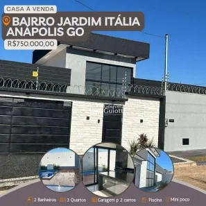 Casa com 3 Quartos à venda, 168m² no Residencial Jardim Itália I e II Etapa, Anápolis