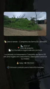 Lote/Terreno com 1 Quarto à venda, 200m² no Campinho da Serra I, Serra