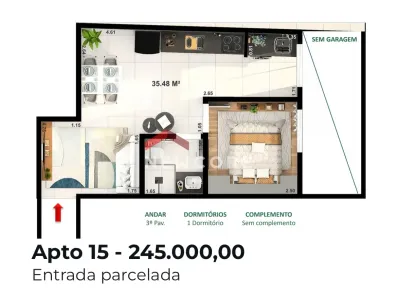 Apartamento com 1 Quarto à venda, 35m² no Jardim Líbano, São Paulo