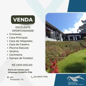Fazenda/Sítio com 5 Quartos à venda, 300m² no Cascata dos Amores, Teresópolis