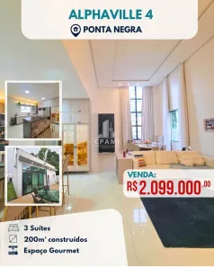 Casa de Condomínio com 3 Quartos à venda, 200m² no Ponta Negra, Manaus