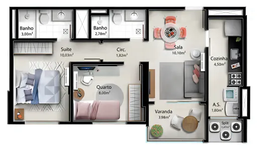 Apartamento com 2 Quartos à venda, 57m² no Jockey de Itaparica, Vila Velha