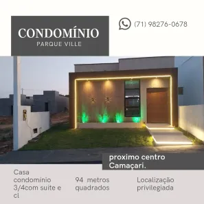 Casa de Condomínio com 3 Quartos à venda, 94m² no Lama Preta, Camaçari