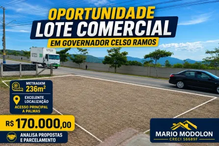 Lote/Terreno à venda, 236m² no Áreais do Meio, Governador Celso Ramos