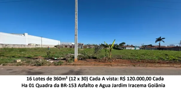 Lote/Terreno à venda, 360m² no Jardim Iracema, Aparecida de Goiânia